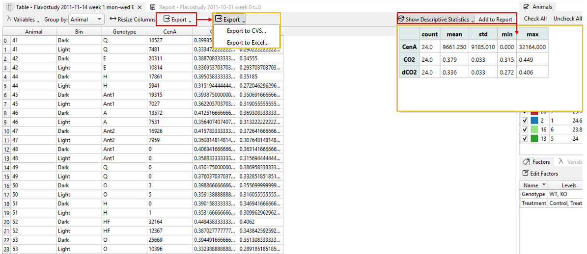 Figure: Datatable export